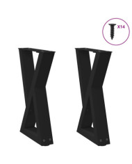 Pieds de table basse 2 pièces Noir 28 x (42-43,3) cm Acier | Mobilier & Déco