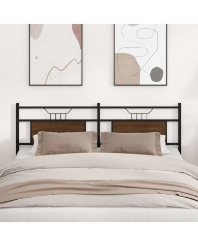 Tête de lit chêne marron 180 cm bois d'ingénierie et acier | Mobilier & Déco