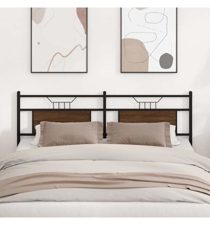 Tête de lit chêne marron 180 cm bois d'ingénierie et acier | Mobilier & Déco