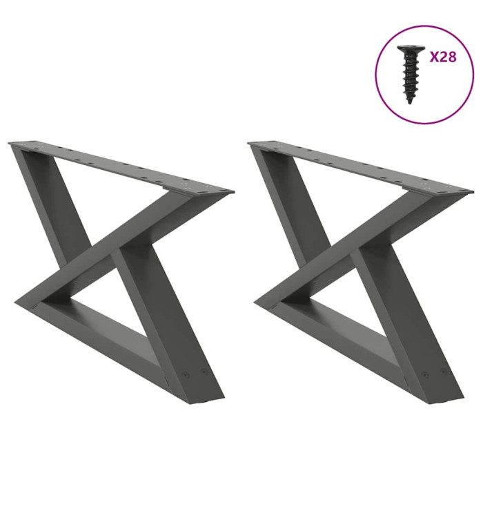 Pieds de table basse 2 pièces Anthracite 70 x (30-31,3) cm Acier | Mobilier & Déco