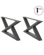 Pieds de table basse 2 pièces Anthracite 70 x (30-31,3) cm Acier | Mobilier & Déco