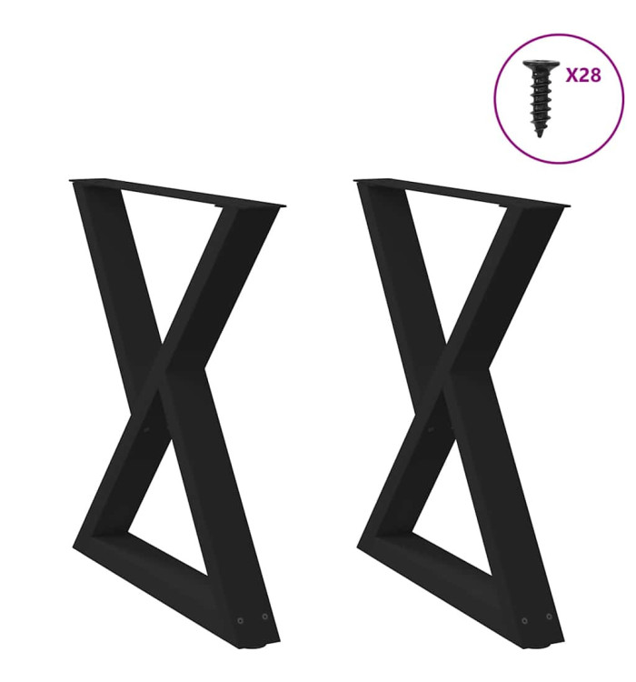 Pieds de table à manger 2 pièces Noir 70 x (72-73,3) cm Acier | Mobilier & Déco