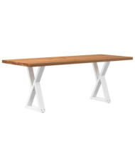 Table à manger marron clair bois de chêne massif rectangulaire | Mobilier & Déco