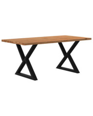 Table à manger marron clair bois de chêne massif rectangulaire | Mobilier & Déco