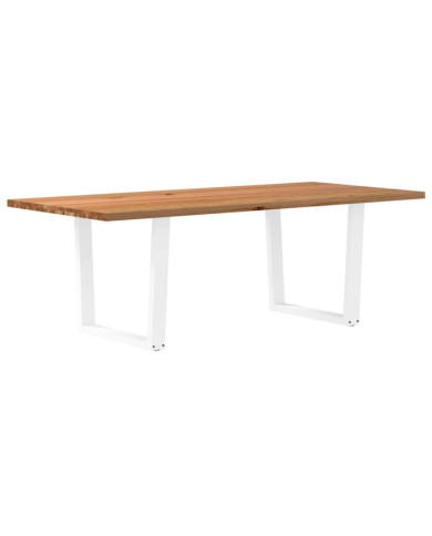 Table à manger avec bord naturel 220x100x74cm bois massif chêne | Mobilier & Déco