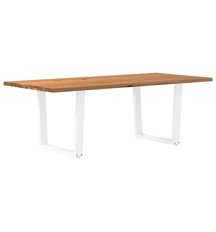 Table à manger avec bord naturel 220x100x74cm bois massif chêne | Mobilier & Déco