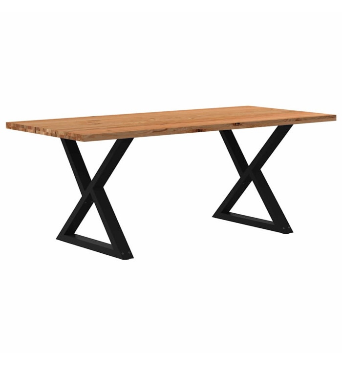 Table à manger marron clair bois de chêne massif rectangulaire | Mobilier & Déco