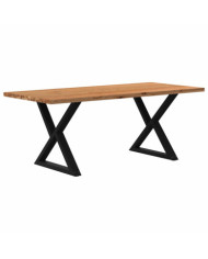 Table à manger marron clair bois de chêne massif rectangulaire | Mobilier & Déco