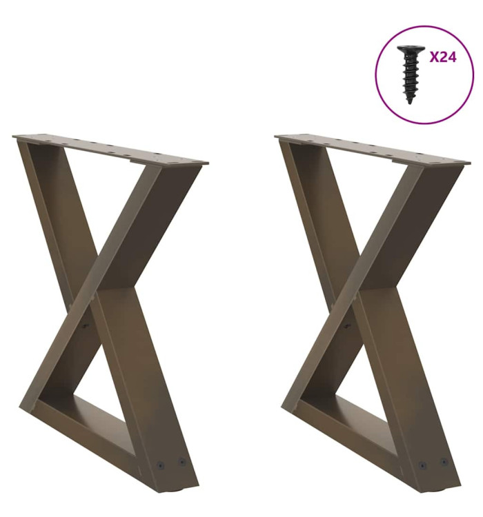 Pieds de table basse 2 pièces Acier naturel 60 x (42-43,3) cm Acier | Mobilier & Déco
