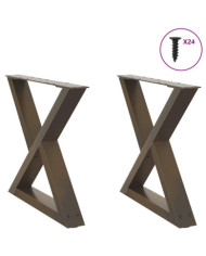 Pieds de table basse 2 pièces Acier naturel 60 x (42-43,3) cm Acier | Mobilier & Déco