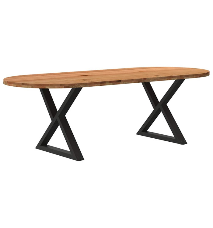 Table à manger marron clair bois de chêne massif ovale | Mobilier & Déco