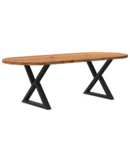 Table à manger marron clair bois de chêne massif ovale | Mobilier & Déco