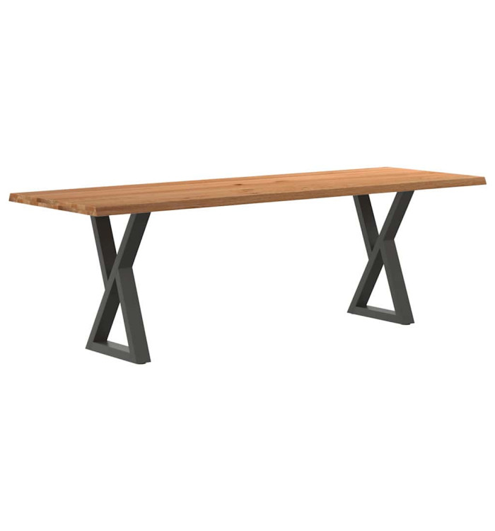 Table à manger avec bord vivant 240x80x74 cm bois massif chêne | Mobilier & Déco