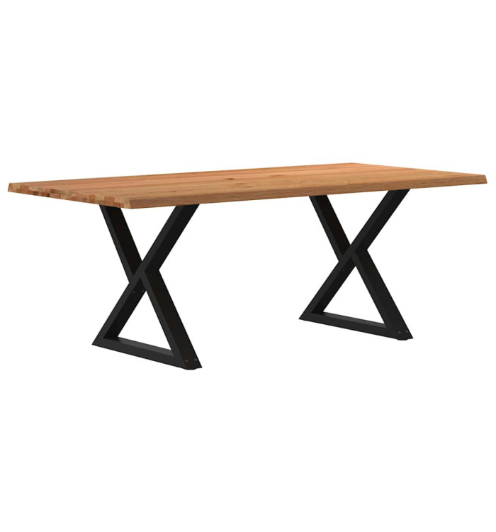 Table à manger avec bord vivant 200x100x74 cm bois massif chêne | Mobilier & Déco