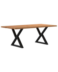 Table à manger avec bord vivant 200x100x74 cm bois massif chêne | Mobilier & Déco