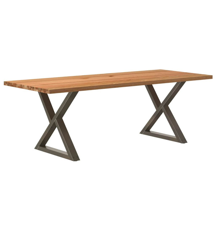 Table à manger marron clair bois de chêne massif rectangulaire | Mobilier & Déco