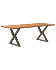 Table à manger marron clair bois de chêne massif rectangulaire | Mobilier & Déco