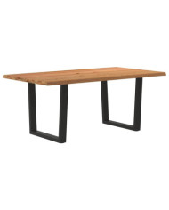 Table à manger avec bord naturel 180x100x74cm bois massif chêne | Mobilier & Déco