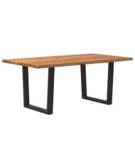 Table à manger avec bord naturel 180x100x74cm bois massif chêne | Mobilier & Déco