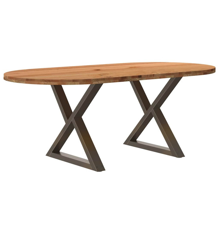 Table à manger marron clair bois de chêne massif ovale | Mobilier & Déco