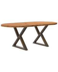 Table à manger marron clair bois de chêne massif ovale | Mobilier & Déco