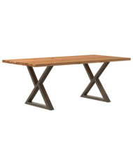 Table à manger marron clair bois de chêne massif rectangulaire | Mobilier & Déco