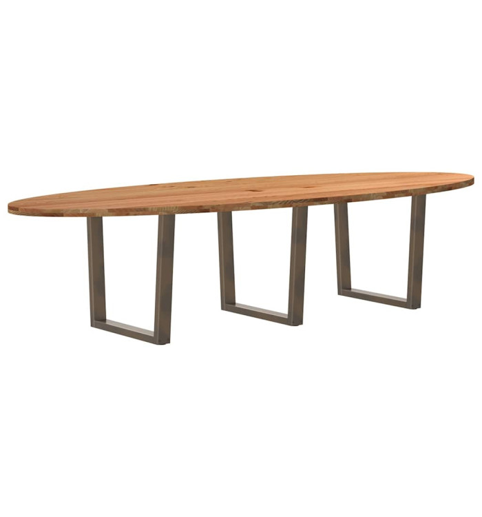 Table à manger marron clair bois de chêne massif ovale | Mobilier & Déco