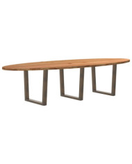 Table à manger marron clair bois de chêne massif ovale | Mobilier & Déco