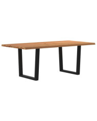 Table à manger avec bord naturel 200x100x74cm bois massif chêne | Mobilier & Déco