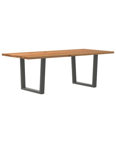 Table à manger avec bord naturel 220x100x74cm bois massif chêne | Mobilier & Déco