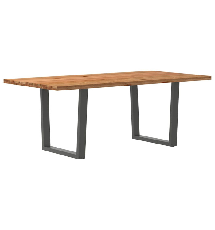 Table à manger avec bord naturel 200x100x74cm bois massif chêne | Mobilier & Déco