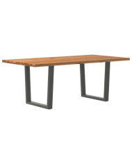 Table à manger avec bord naturel 200x100x74cm bois massif chêne | Mobilier & Déco