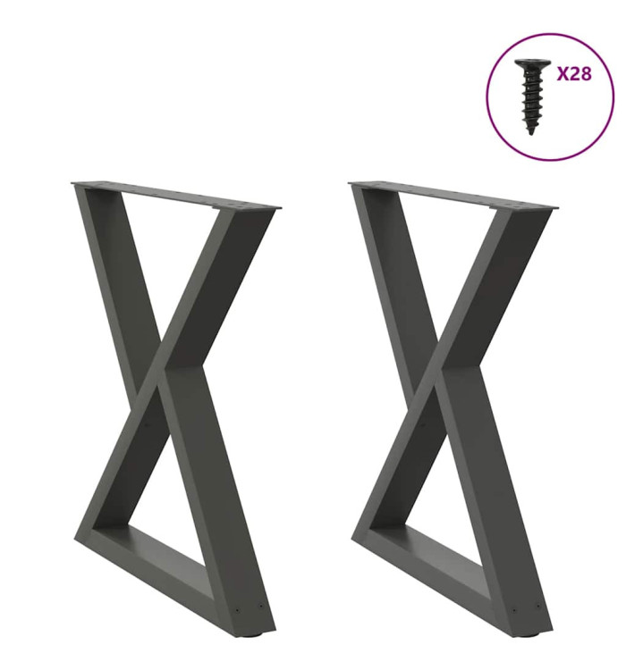 Pieds de table à manger 2 pièces Anthracite 80 x (72-73,3) cm Acier | Mobilier & Déco
