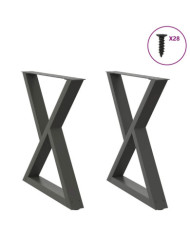 Pieds de table à manger 2 pièces Anthracite 80 x (72-73,3) cm Acier | Mobilier & Déco