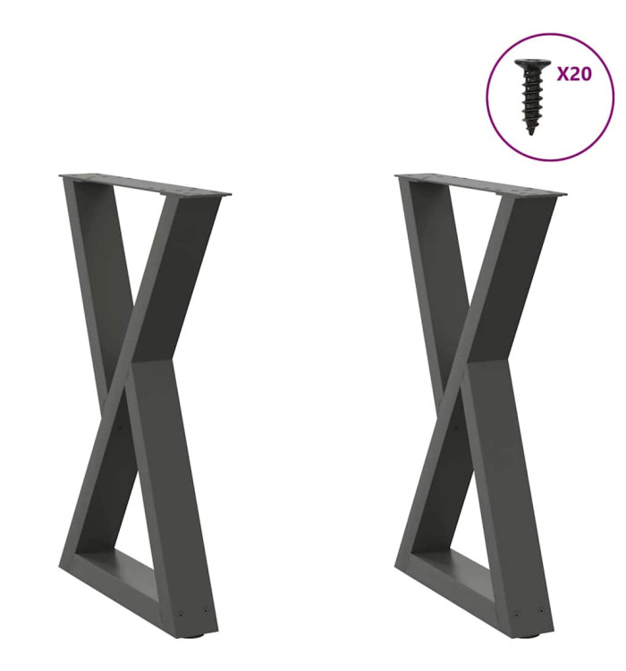Pieds de table à manger 2 pièces Anthracite 50 x (72-73,3) cm Acier | Mobilier & Déco
