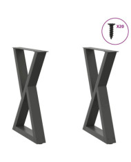 Pieds de table à manger 2 pièces Anthracite 50 x (72-73,3) cm Acier | Mobilier & Déco