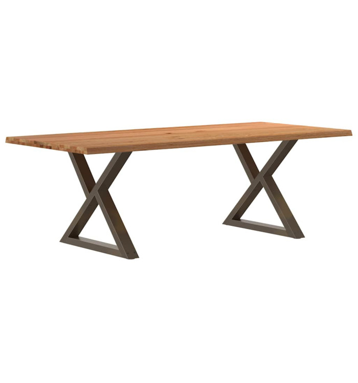 Table à manger avec bord vivant 220x100x74 cm bois massif chêne | Mobilier & Déco