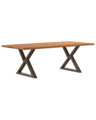 Table à manger avec bord vivant 220x100x74 cm bois massif chêne | Mobilier & Déco