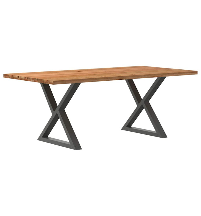 Table à manger marron clair bois de chêne massif rectangulaire | Mobilier & Déco