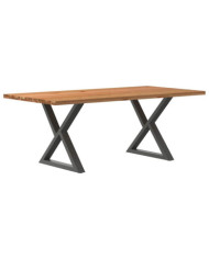 Table à manger marron clair bois de chêne massif rectangulaire | Mobilier & Déco