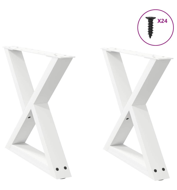Pieds de table basse 2 pièces Blanc 50 x (42-43,3) cm Acier | Mobilier & Déco
