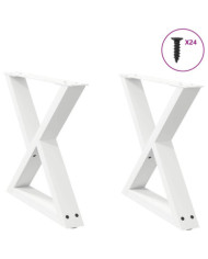 Pieds de table basse 2 pièces Blanc 50 x (42-43,3) cm Acier | Mobilier & Déco