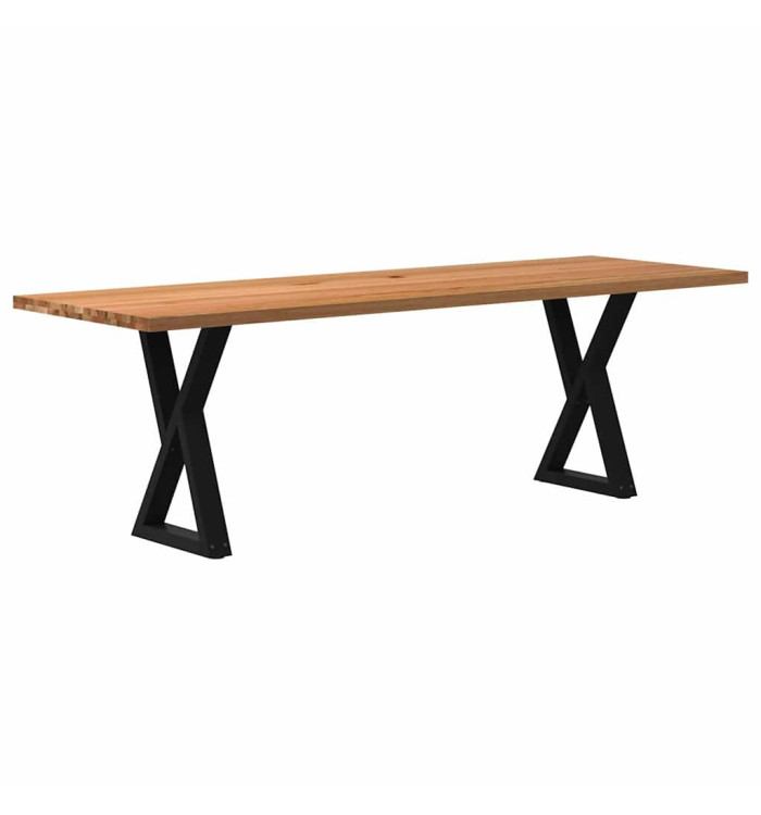 Table à manger marron clair bois de chêne massif rectangulaire | Mobilier & Déco