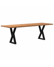 Table à manger marron clair bois de chêne massif rectangulaire | Mobilier & Déco
