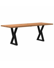Table à manger marron clair bois de chêne massif rectangulaire | Mobilier & Déco