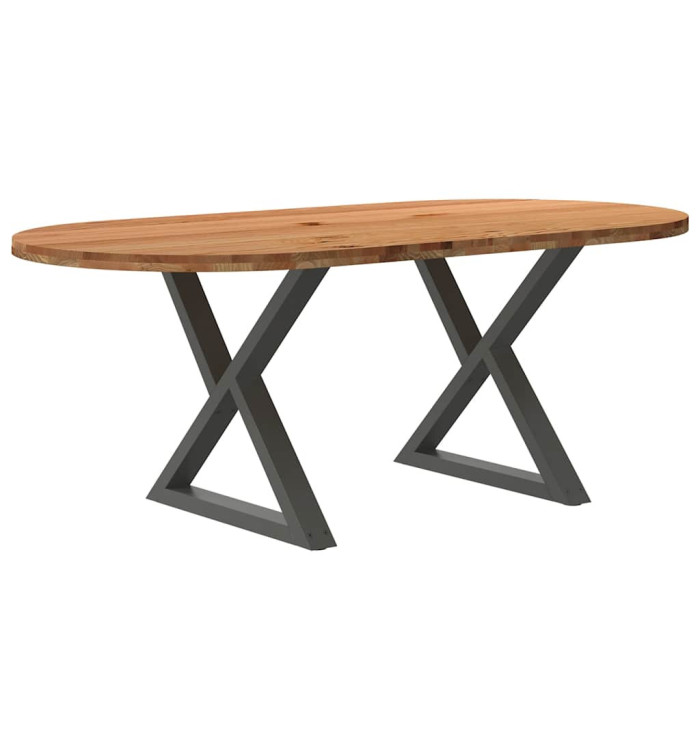 Table à manger marron clair bois de chêne massif ovale | Mobilier & Déco