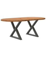 Table à manger marron clair bois de chêne massif ovale | Mobilier & Déco
