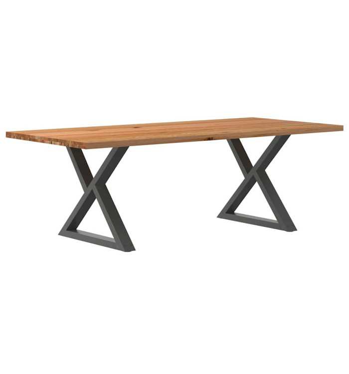 Table à manger marron clair bois de chêne massif rectangulaire | Mobilier & Déco