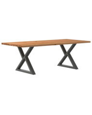Table à manger marron clair bois de chêne massif rectangulaire | Mobilier & Déco