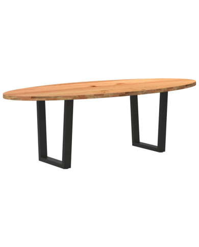 Table à manger marron clair bois de chêne massif ovale | Mobilier & Déco